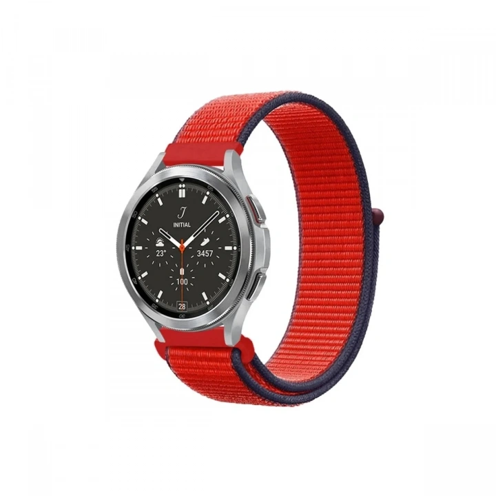 Mey İthalat®  Watch 22mm Hasırlı Cırtcırtlı Kordon - Kırmızı