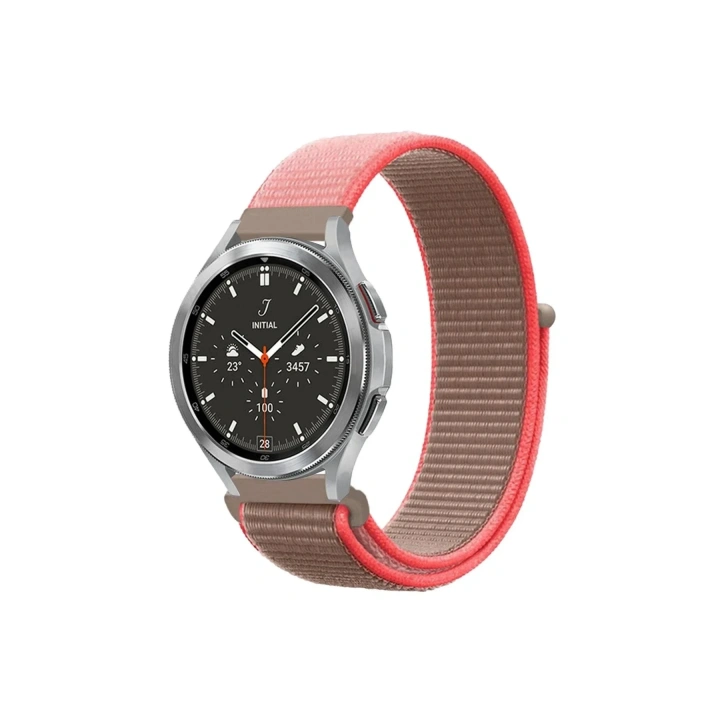 Mey İthalat®  Watch 22mm Hasırlı Cırtcırtlı Kordon - Pembe