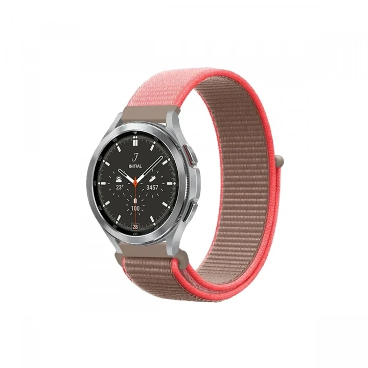 Mey İthalat®  Watch 22mm Hasırlı Cırtcırtlı Kordon - Pembe