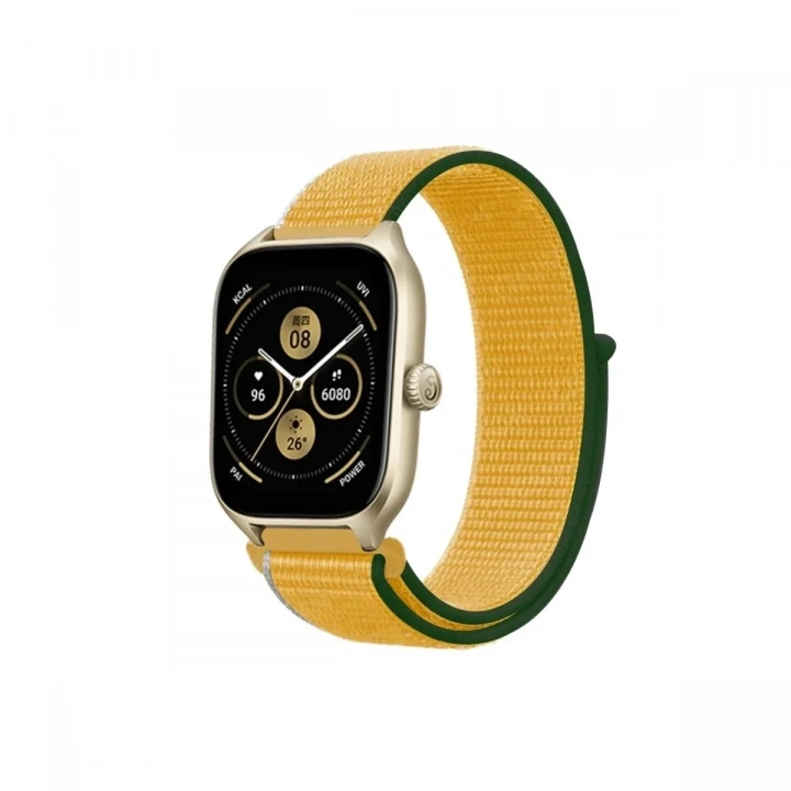 Mey İthalat®  Watch 22mm Hasırlı Cırtcırtlı Kordon - Sarı