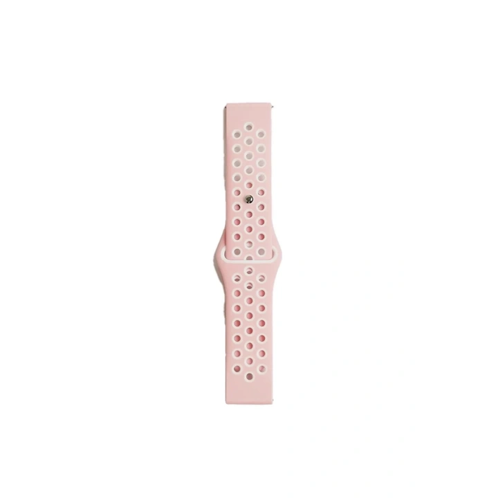 Mey İthalat®  Watch 22mm Spor Delikli Kordon - Pembe-Beyaz