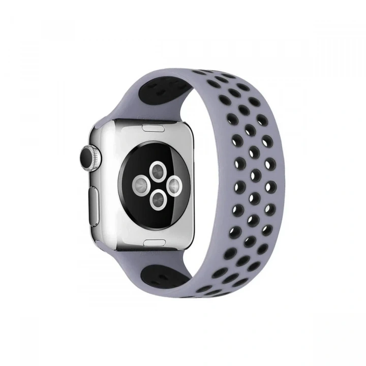 Mey İthalat®   Watch 38mm Ayarlı Delikli Silikon Kordon - Gri-Siyah