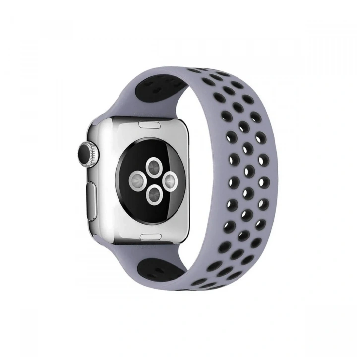 Mey İthalat®   Watch 38mm Ayarlı Delikli Silikon Kordon - Gri-Siyah