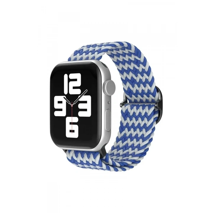 Mey İthalat®   Watch 38mm Star Kordon - Zigzag Beyaz-Mavi