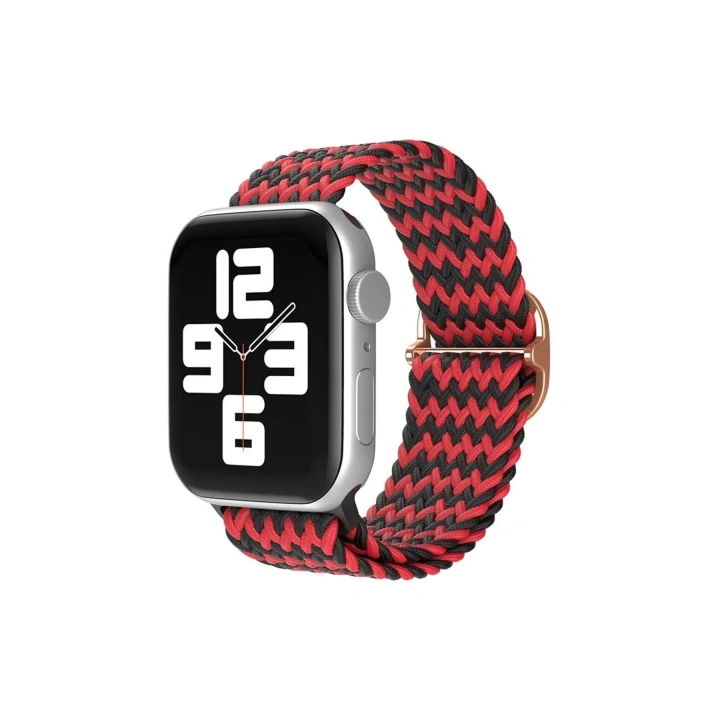 Mey İthalat®   Watch 38mm Star Kordon - Zigzag Kırmızı-Siyah