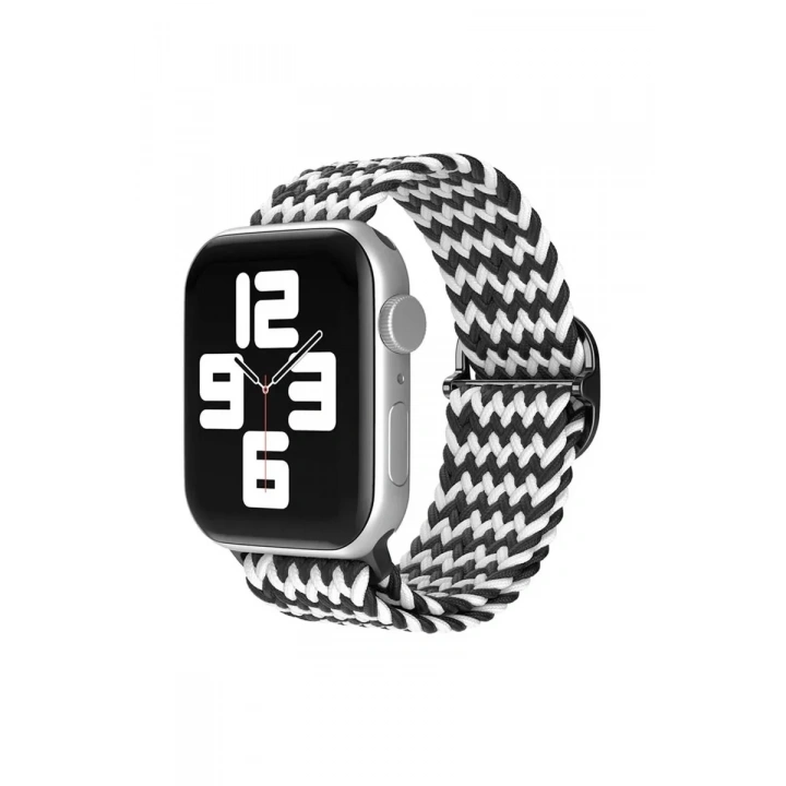 Mey İthalat®   Watch 38mm Star Kordon - Zigzag Siyah-Beyaz