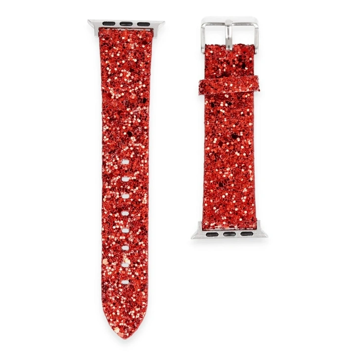 Mey İthalat®   Watch 38mm Starry Taşlı Kordon - Kırmızı