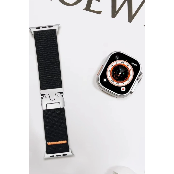 Mey İthalat®   Watch 42mm Forest Kumaş Kordon - Siyah
