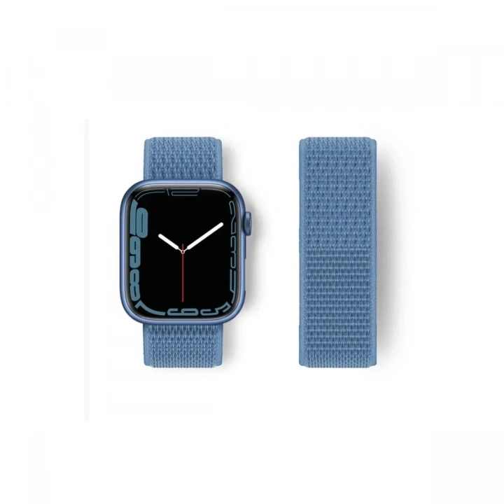 Mey İthalat®   Watch 42mm Hasırlı Cırtcırtlı Kordon - Mavi