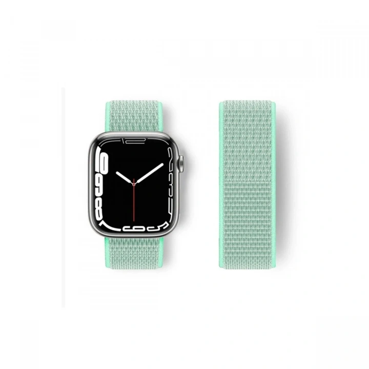 Mey İthalat®   Watch 42mm Hasırlı Cırtcırtlı Kordon - Turkuaz