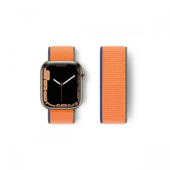 Mey İthalat®   Watch 42mm Hasırlı Cırtcırtlı Kordon - Turuncu