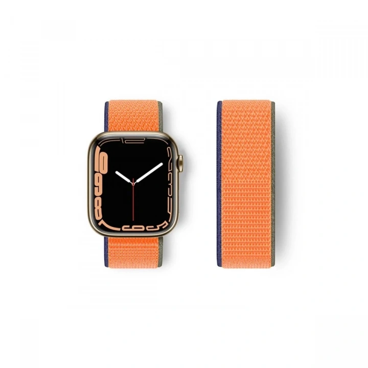 Mey İthalat®   Watch 42mm Hasırlı Cırtcırtlı Kordon - Turuncu