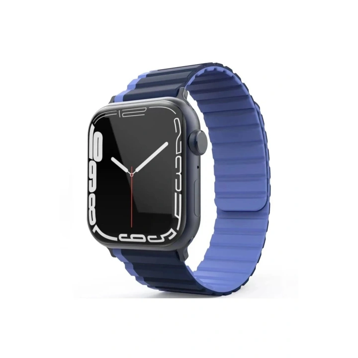 Mey İthalat®   Watch 42mm MO-WB1 Çift Renk Mıknatıslı Silikon Kordon - Lacivert-Mavi