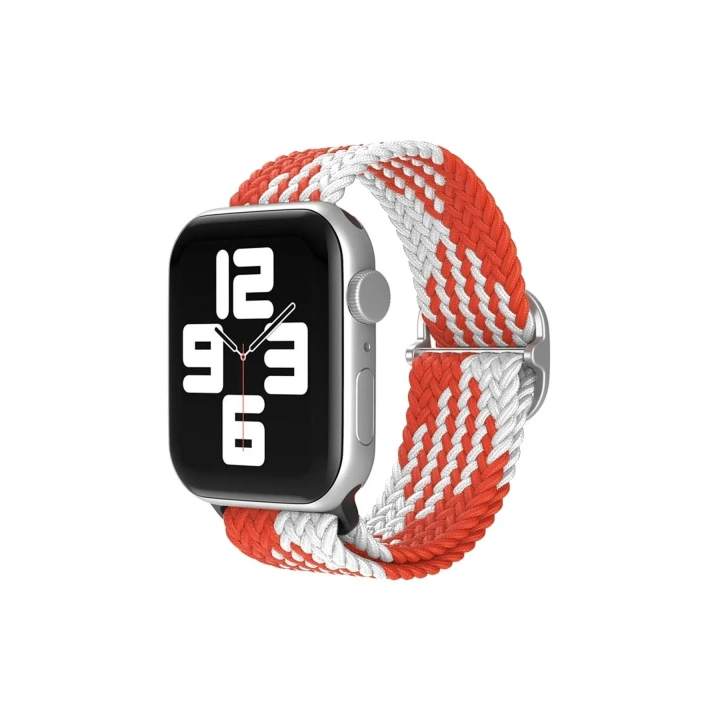 Mey İthalat®   Watch 42mm Star Kordon - Beyaz-Kırmızı