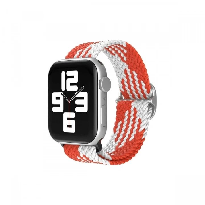 Mey İthalat®   Watch 42mm Star Kordon - Beyaz-Kırmızı