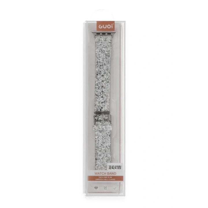 Mey İthalat®   Watch 42mm Starry Taşlı Kordon - Gümüş