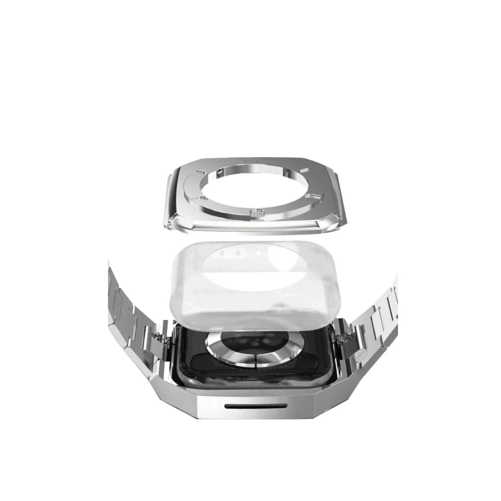 Mey İthalat®   Watch 44mm Metal Petek Kasalı Kordon - Gümüş