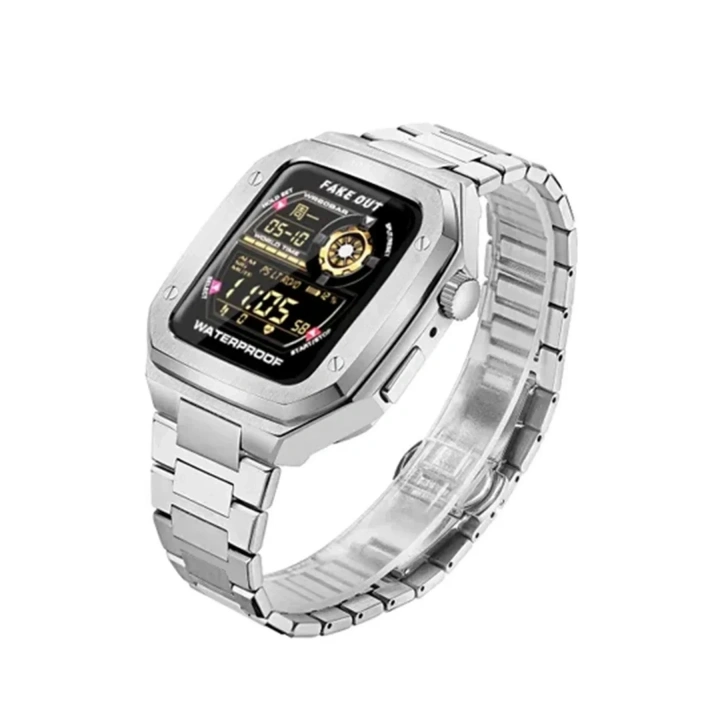 Mey İthalat®   Watch 44mm Metal Petek Kasalı Kordon - Siyah