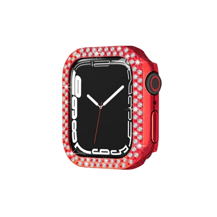 Mey İthalat®   Watch 44mm Taşlı Kasa - Kırmızı