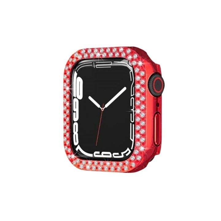 Mey İthalat®   Watch 44mm Taşlı Kasa - Kırmızı