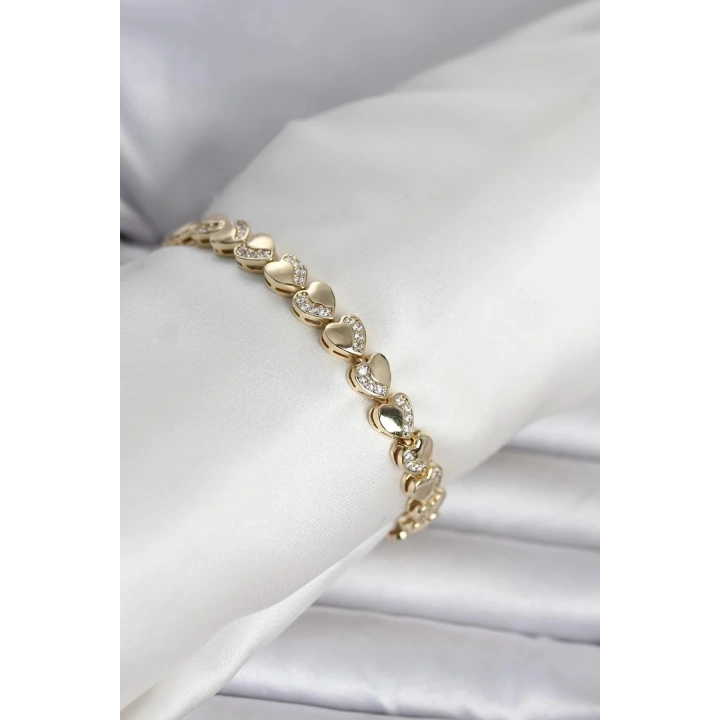 Mey İthalat® Xuping Kalp Model Gold Renk Kadın Bileklik