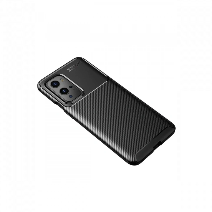 One Plus 9 Pro Kılıf Auto Focus Karbon Kapak - Siyah