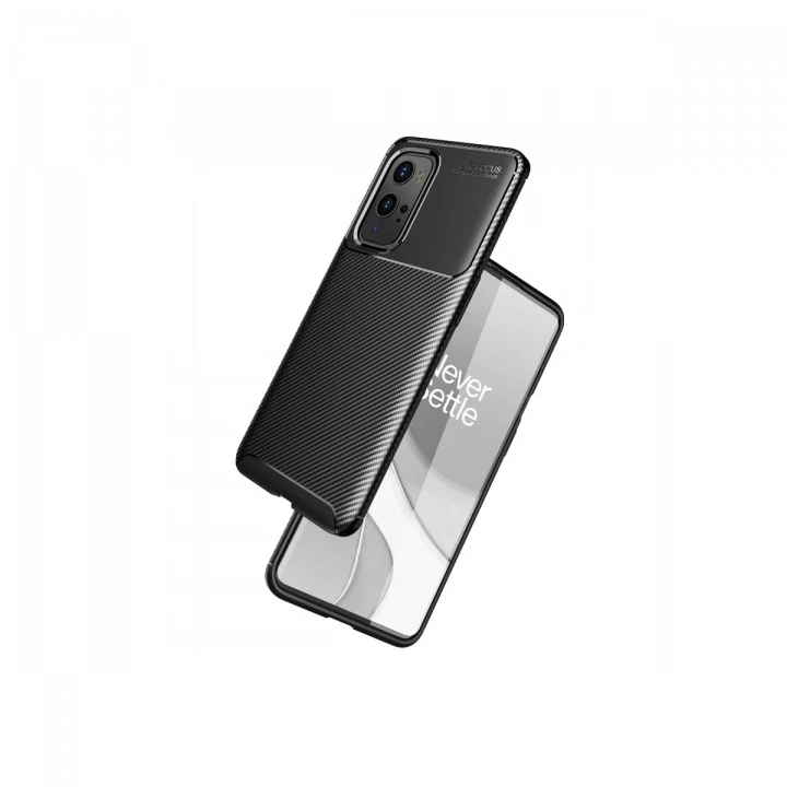 One Plus 9 Pro Kılıf Auto Focus Karbon Kapak - Siyah