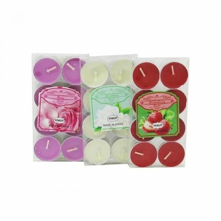 RENKLİ TEA LİGHT 8 PARÇA  MUM ÇİLEK KOKULU (5468)