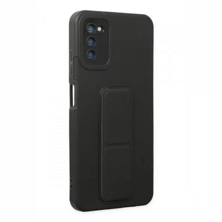 Samsung Galaxy A03S Kılıf Mega Standlı Silikon - Siyah