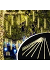 10lu 45 cm Plastik Meteor LED USB 2M Kablo Sarı Renk Ağaç Işığı – Renk Değiştiren Asmalı Dekoratif Bahçe ve Dış Mekan Aydınlatması