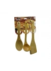 3PCS AHŞAP BAMBU  MUTFAK SERVİS SETİ  KAŞIK=27CM - KEPÇE=27CM - SPATULA=32CM (5468)