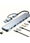 8 in 1 Usb Çevirici Notebook Macbook Type-C Uyumlu Görüntü Aktarıcı Hub (5468)