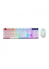 BEYAZ GÖKKUŞAĞI IŞIKLI USB KABLOLU OYUNCU KLAVYE - MOUSE SET (5468)