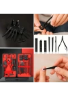 BiiShe® 24 Parça Kendiliğinden Deri Çantalı Seyahat Tipi Manikür Pedikür Seti