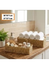 BiiShe® 2’li Duvar Askılı Plastik Rattan Organizer – Dikdörtgen Hasır Görünümlü Mutfak Raf Sepeti, Banyo ve Ev İçi Düzenleme Ünitesi