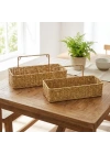 BiiShe® 2’li Duvar Askılı Plastik Rattan Organizer – Dikdörtgen Hasır Görünümlü Mutfak Raf Sepeti, Banyo ve Ev İçi Düzenleme Ünitesi