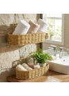 BiiShe® 2’li Duvar Askılı Plastik Rattan Organizer – Oval Hasır Görünümlü Mutfak Raf Sepeti, Banyo ve Ev İçi Düzenleme Ünitesi