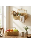 BiiShe® 2’li Duvar Askılı Plastik Rattan Organizer – Oval Hasır Görünümlü Mutfak Raf Sepeti, Banyo ve Ev İçi Düzenleme Ünitesi