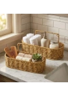 BiiShe® 2’li Duvar Askılı Plastik Rattan Organizer – Oval Hasır Görünümlü Mutfak Raf Sepeti, Banyo ve Ev İçi Düzenleme Ünitesi