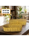 BiiShe® 2’li Duvar Askılı Plastik Rattan Organizer – Oval Hasır Görünümlü Mutfak Raf Sepeti, Banyo ve Ev İçi Düzenleme Ünitesi