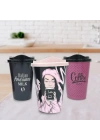 BiiShe® 3 Adet Kahve Bardağı Seti Dekoratif Plastik Kahve Muhafaza Bardağı