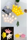 BiiShe® 3D Dekoratif Pilli Kraliçe Tacı Model Led Masa ve Gece Lambası