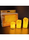 BiiShe® 3’lü Pilli Dekoratif LED Mum Işıkları – Gerçek Alev Efektli