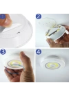 BiiShe® 3lü Uzaktan Kumandalı Pilli Yapışkanlı Kablosuz Led Spot Lambalar