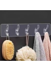 BiiShe® 5li Güçlü Yapışkanlı Şeffaf Duvar Askısı Banyo Mutfak Düzenleyici Pratik Askılık