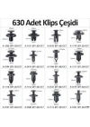BiiShe® 630 Adet Trim Klips Seti – Oto Panel, Kapı Döşeme, Tampon ve Pervaz İçin Evrensel Raptiye Bağlantı Elemanları