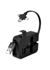 BiiShe® Cep Tipi Telefon Tutuculu Makaralı Uzayıp Kısalabilen 3ü 1 Arada USB Şarj Kablosu