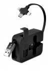 BiiShe® Cep Tipi Telefon Tutuculu Makaralı Uzayıp Kısalabilen 3ü 1 Arada USB Şarj Kablosu
