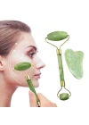 BiiShe® Çift Taraflı 2li Cilt Yüz Masaj Aleti Jade Roller Yeşim  Taşı Seti