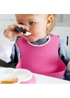 BiiShe® Çocuk Bebek Mama Önlüğü Dökülme Engelleyici Bükülebilir Pembe